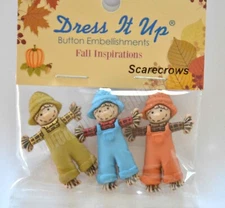 3 Scarecrow Shank Back Craft Buttons / Fall Harvest / Halloween ~ Thanksgiving