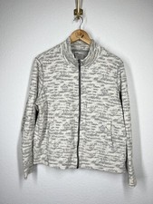 Zyia XL Cream Combo Zip Front Jacket Gray Ivory Textured Stretch Knit