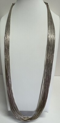 Sterling Silver Native American Liquid Silver 30 Strand Necklace(38.01g)