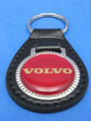 VOLVO AUTO GENUINE LEATHER KEYCHAIN KEY CHAIN RING FOB KEYFOB - NEW - #050