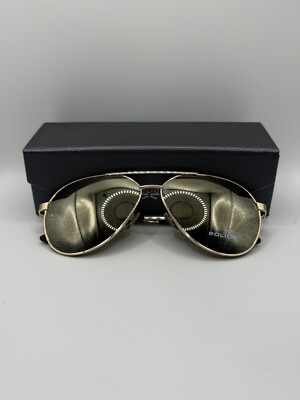 Police SPLB37 Gold Aviator Designer Sunglasses NEW Retail  display picture 3