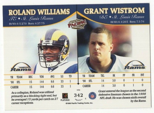 1999 Pacific Football Set Break - Cards #226-450 Pt.2 - 第 203/373 張圖片