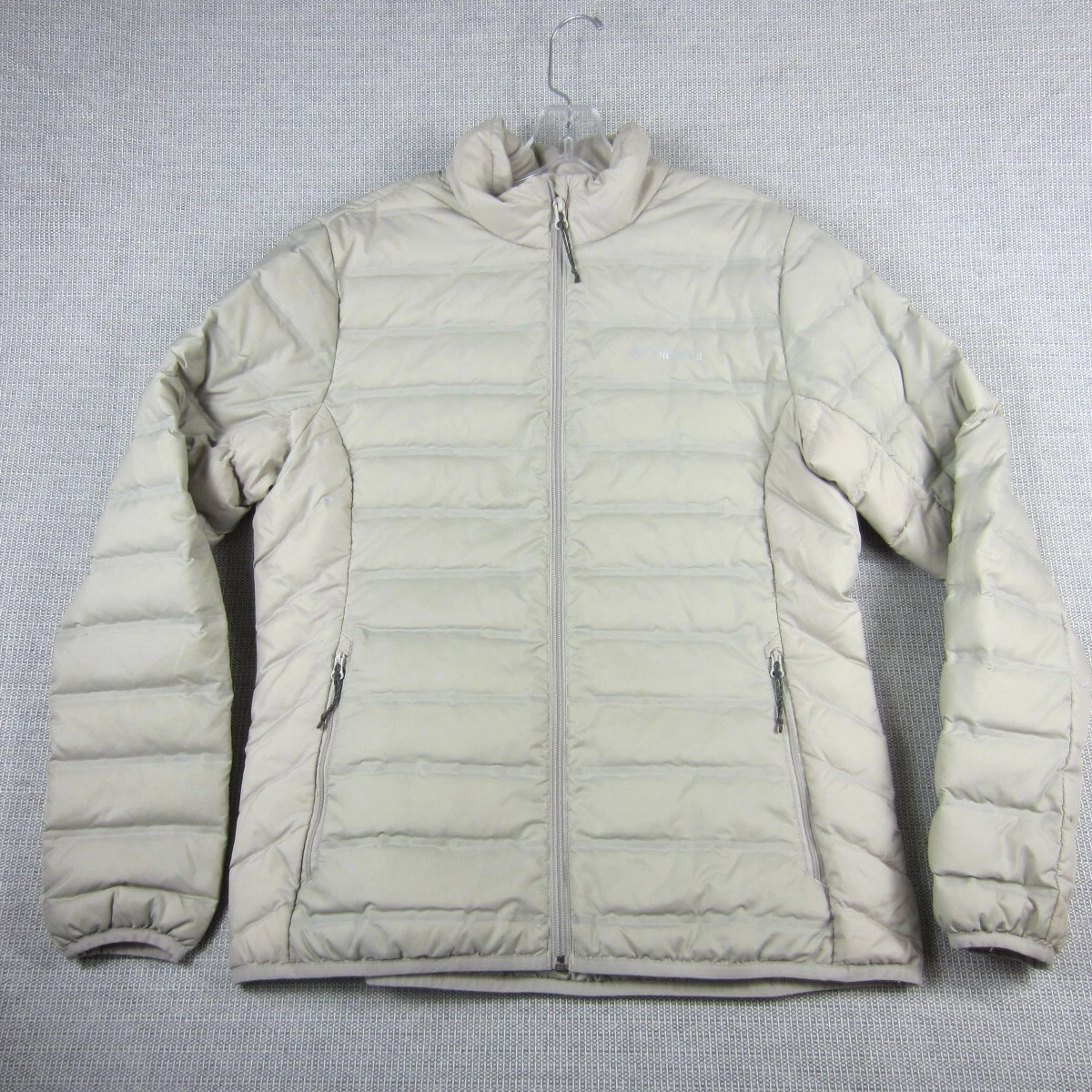 VETEMENTS Columbia Puffer 650 FILL giacca donna marrone beige zip piumino cappotto trapuntato grande