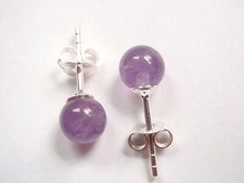 Small Amethyst 925 Sterling Silver Round Stud Earrings Hypoallergenic