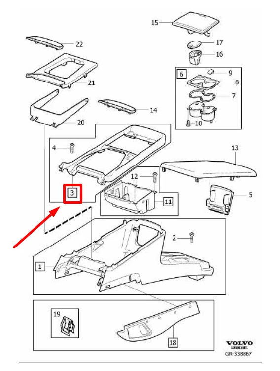 NEW VOLVO XC90 MK1 UPPER CENTER CONSOLE TRIM 39987029 GENUINE