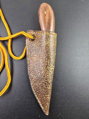 Brown Leather Neck Knife sheath with Patch Knife Pow Wow skinner BUSH CRAFT