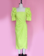 Christopher John Rogers CJR x Target Neon Yellow Puff Sleeve Wrap Dress Size 0