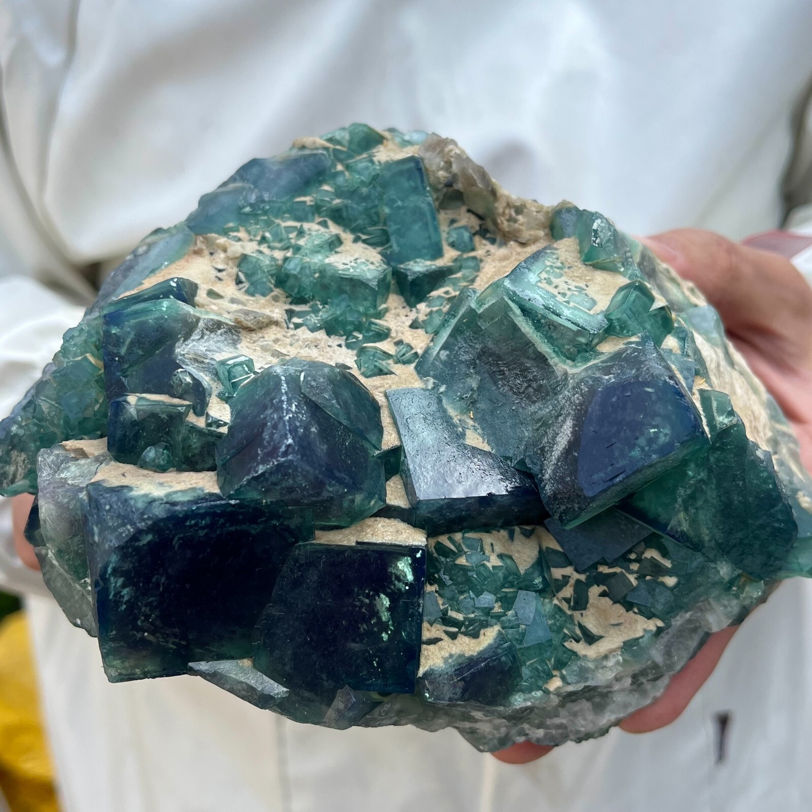 3.8lb Natural Green Fluorite Cube Quartz Crystal Cluster Mineral Specimen