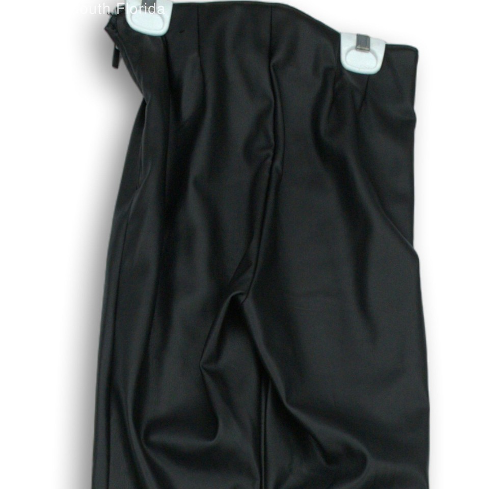 Zara Womens Black Faux Leather Pants w/Crease Size XS eBay