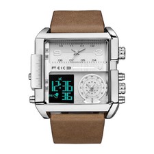 Mens Quartz Sport Watch Chronograph LED Squar...