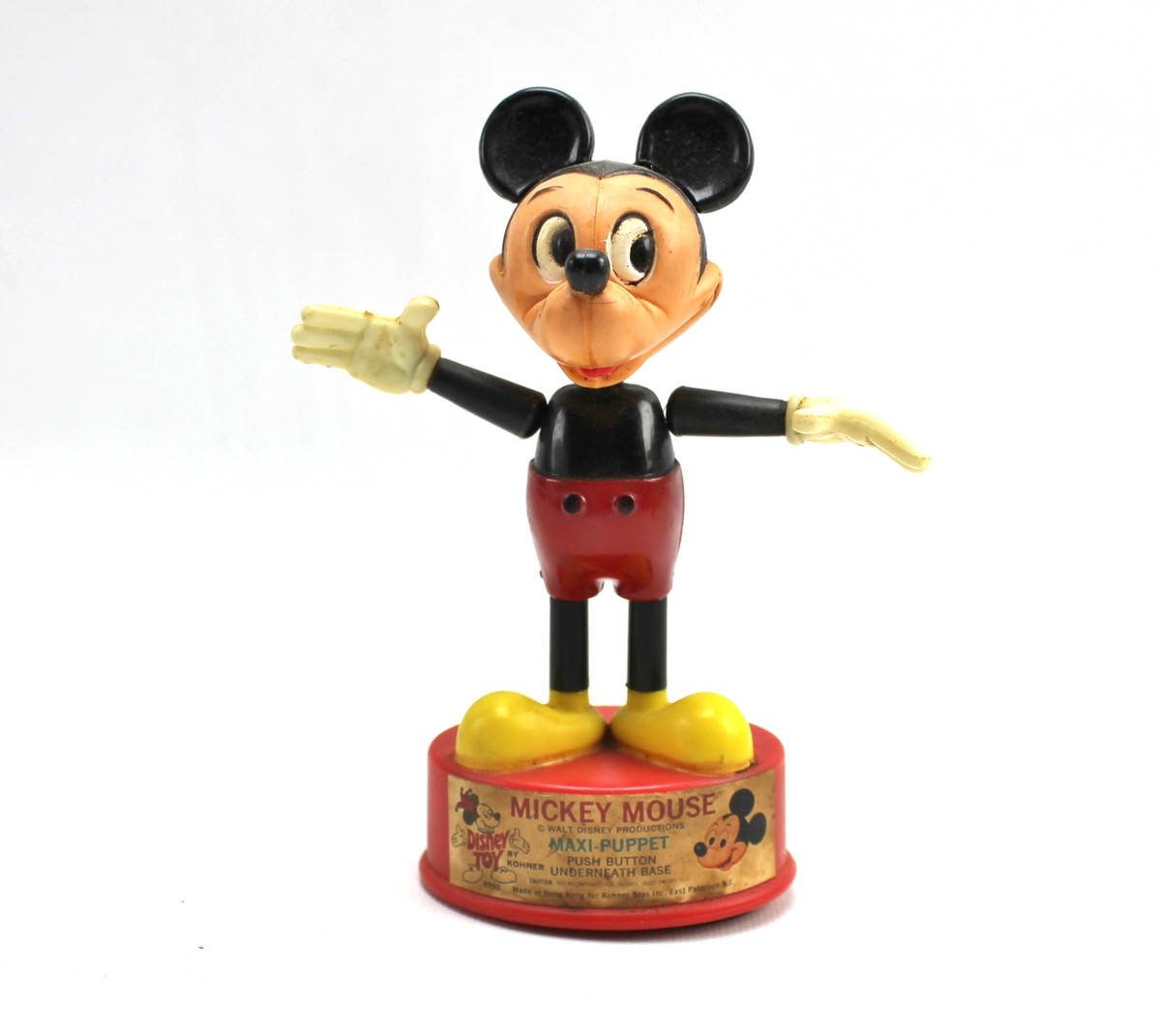 Vintage MICKEY MOUSE Disney Kohner Maxi Push Button Puppet Toy