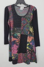 Parsley and Sage Dress Womens Medium Colorful Patchwork Boho Artsy Sheath