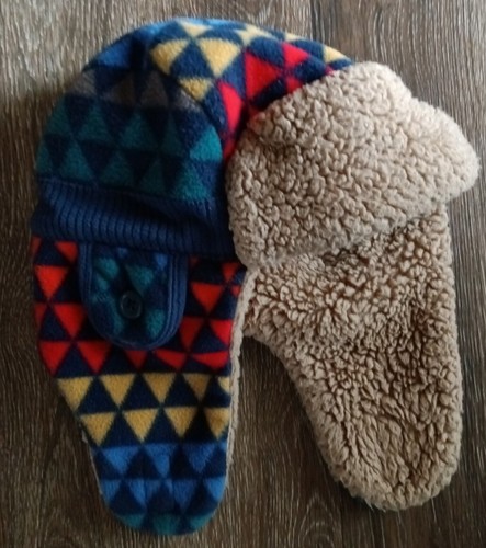 GAP Baby Multicolor Geometric Trapper Hat Boys Size XS/S Fleece & Sherpa