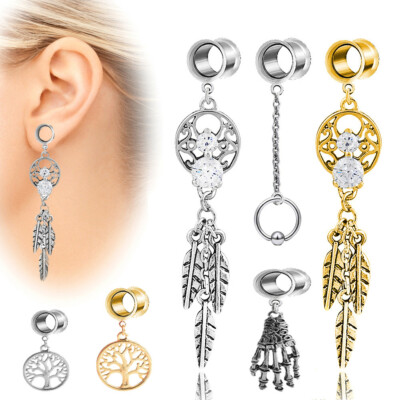 Par Ear Plug Dream Catcher Zrcon Dangle Screw Flesh Tunnel Stretcher Percng | eBay