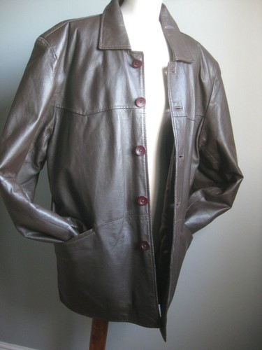 Vintage brown leather JACKET 48 46 XL COAT comfort soft relaxed real CALCULUS - Picture 6 of 14