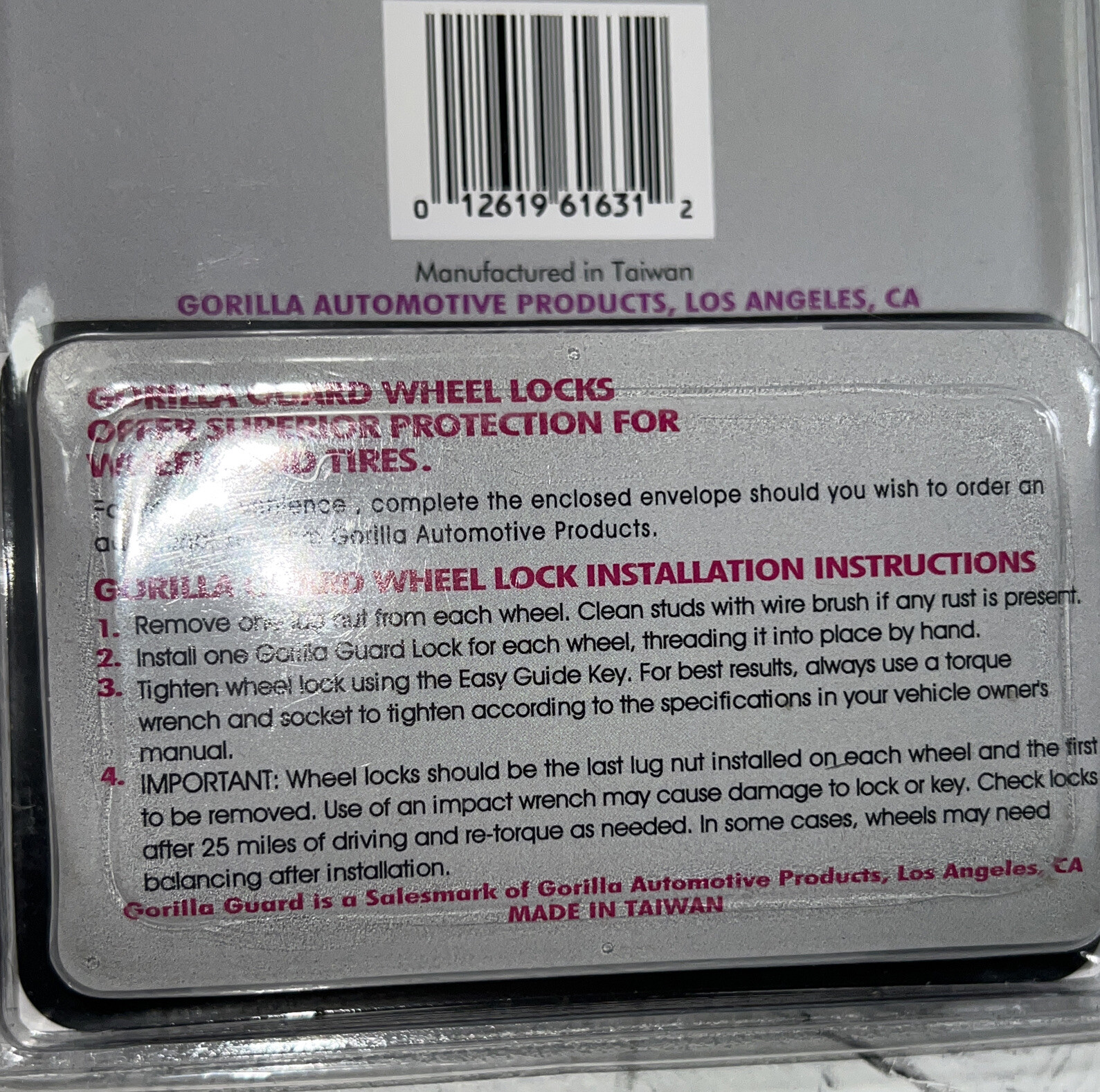 Gorilla Guard Wheel Locks 61631 12mm x 1.50 Acorn Seat 4 Pack Sealed