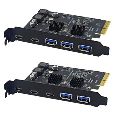 PCIE to USB3.2 Expansion Card 10Gbps 3USB Type-A +2Type C 5Port USB Front Panel
