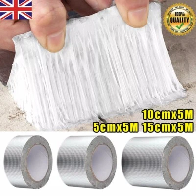 EHOME-MARKET 5M Super Strong Waterproof Tape Butyl Seal Rubber Aluminum Foil Tape 50-150mm