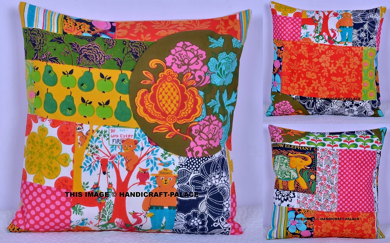 16" Indien Cotton Fabric Pillow Cover Boho Outdoor Cushions Vintage Boho Throw
