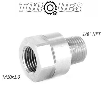 TORQUES 1/8" NPT Male to M10x1.0 Female Stainless Steel Pressure Gauge Adapter Large Hex