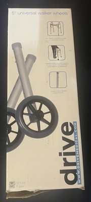 1 Pair Drive 5'' Drive Universal Walker Wheels Replacement Non Skid Adjustable