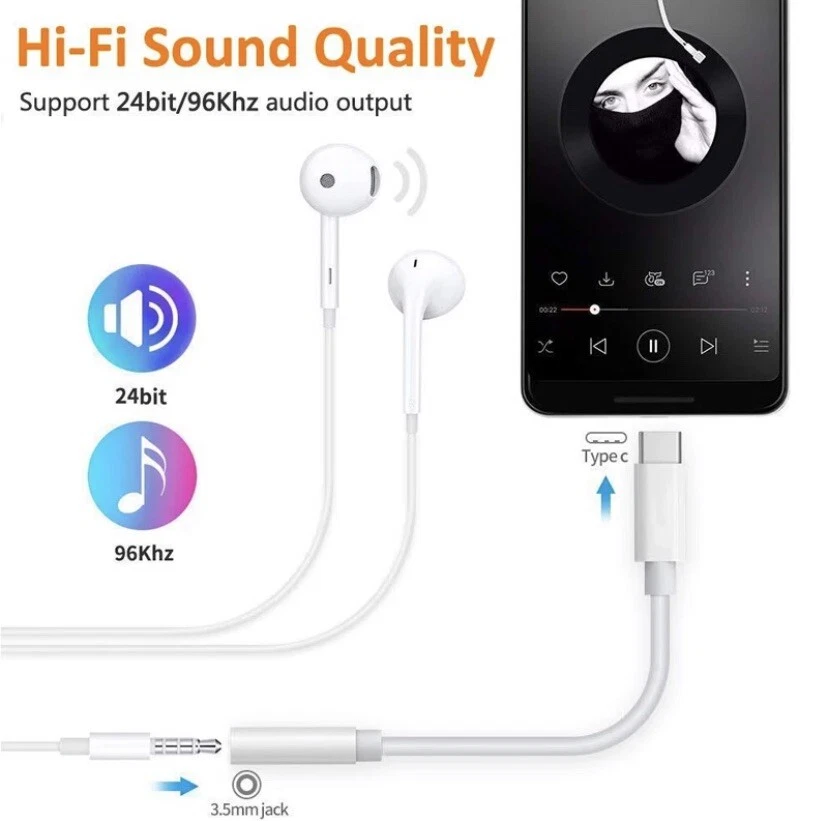 Fits Google Pixel 7 6A 6 5  Pro USB Type C To 3.5 mm Audio AUX Headphone Adapter - Image 4 of 4