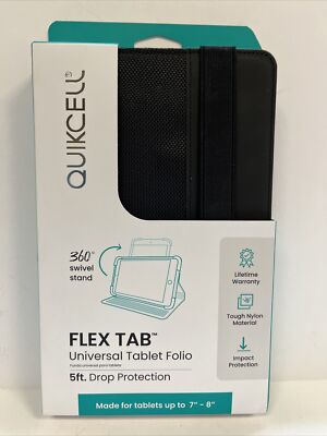 Quikcell Flex Tab Universal Tablet Folio Made for tablets up to 7 -8  New in Box