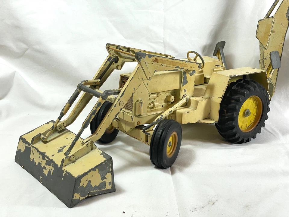 Vintage Steel Large 1/12 Scale Ertl Ford 7500 Front Loader Backhoe Tractor READ - Image 4 of 4