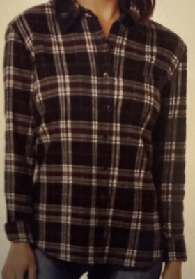 Weatherproof Vintage Ladies' Comfort Stretch Flannel Shirt Black Plaid Sz S NWT