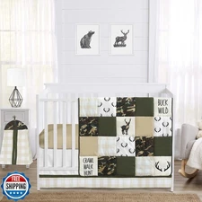 Sweet Jojo Designs 4-Piece Baby Crib Bedding Set (Woodland Camo Deer) for Boy