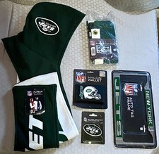 NY JETS Lot:Hood Fleece Scarf-Nylon Wallet-3D Ornament-Banner-Plate Frame-NEW!