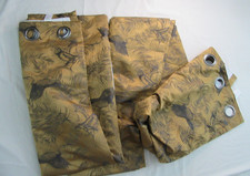 Dunelm Curtains x 2, 112 x 228cm - Gold With Bird & Leaf Pattern, Lined