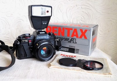 Vintage Pentax Program A 35mm Filmkamera Kit mit Objektiv und Extras