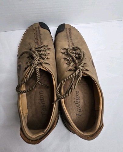 SHIONFASHION SPORT Mens Brown Leather Shoes Loafers Moccasin Size US 10.5 EUR 44 - Picture 8 of 12