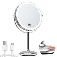 9" Large Lighted Makeup Mirror with Magnification 20X/1X, Magnifying Mirror w...