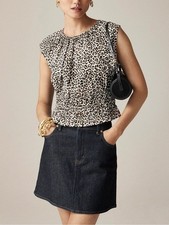 J Crew Leopard Cotton Poplin Hyacinth Top