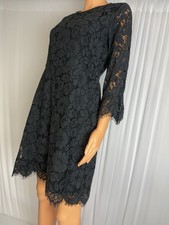 Ann Taylor Black Lace Floral Dress 3/4 Sleeve Black Size 6 MRSP $179