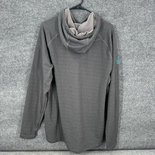 Burton AK Polartec Fleece Grid Hoodie Mens XL Gray Base Layer Outdoor Company - Picture 2 of 13