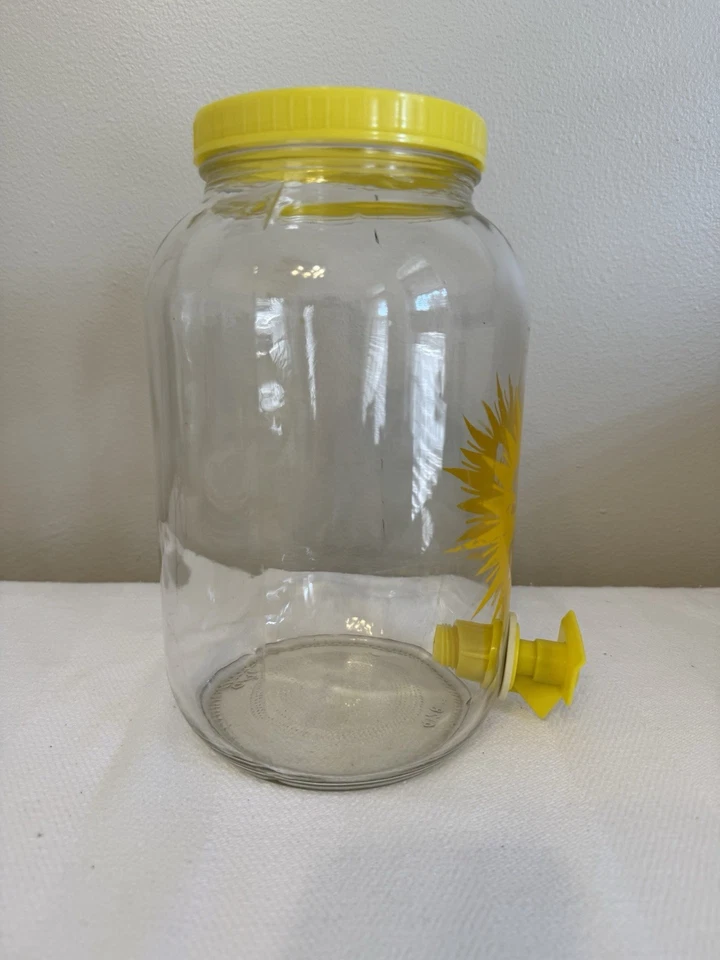 De colección. *EXCELENTE* Tarro de vidrio Sun Tea amarillo Sunburst J.M Werling 1 galón con tapa Foto 3 de 4