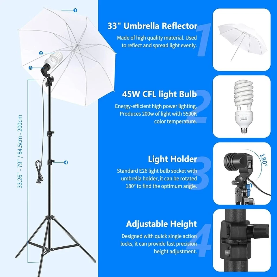 NEEWER Photography Lighting kit with Backdrops, 8.5x10ft Backdrop Stands - Image 4 of 4