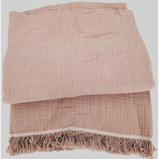Hearth and Hand with Magnolia Gauze Throw Blanket Blush Pink Cotton Fringe New