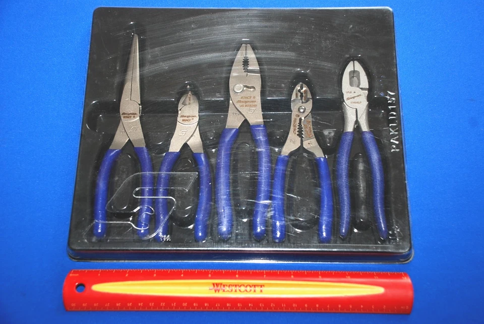 Herramientas a presión NUEVO 5 piezas púrpura oscuro agarre suave alicates y cortadores juego PL500GSDP Foto 2 de 4