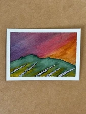 ACEO original artist trading cards watercolor landscape sunset sky nature art