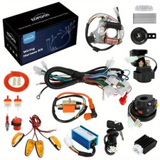 Complete Wiring Harness Ignition Coil Starter Solenoid Relay Kit For 110cc 125cc
