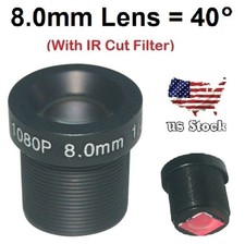 8.0mm IR Fixed lris 1/2.7" F2.0 FPV 650mm filter Board Lens for IP Camera Black