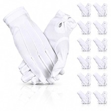 SATINIOR 12 Pairs White Gloves for Men Honor Guard Formal Parade Costume