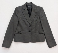 Kasper Women's Blazer Jacket Size 6 Black Gray Woven Business Career