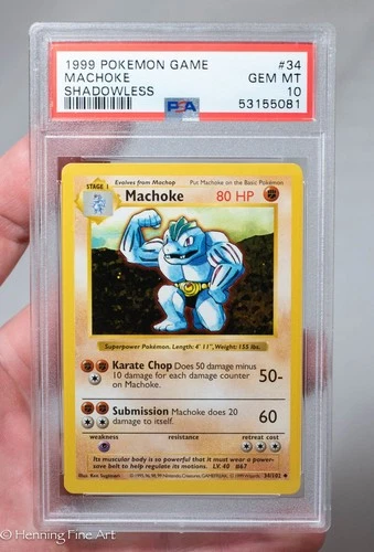 PSA 10 Pokémon 1999 Machoke Shadowless Base Set 34/102
