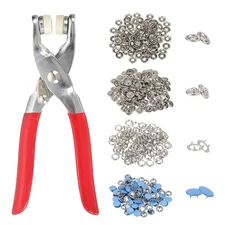 100Set Metal Snap Button Kit 10mm Solid Prong Snap Button Tool Light Blue