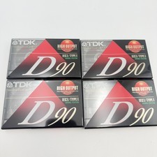 TDK D90 High Output Audio Cassette Tapes 90 Minute Normal Bias Type I 4 Pack NEW
